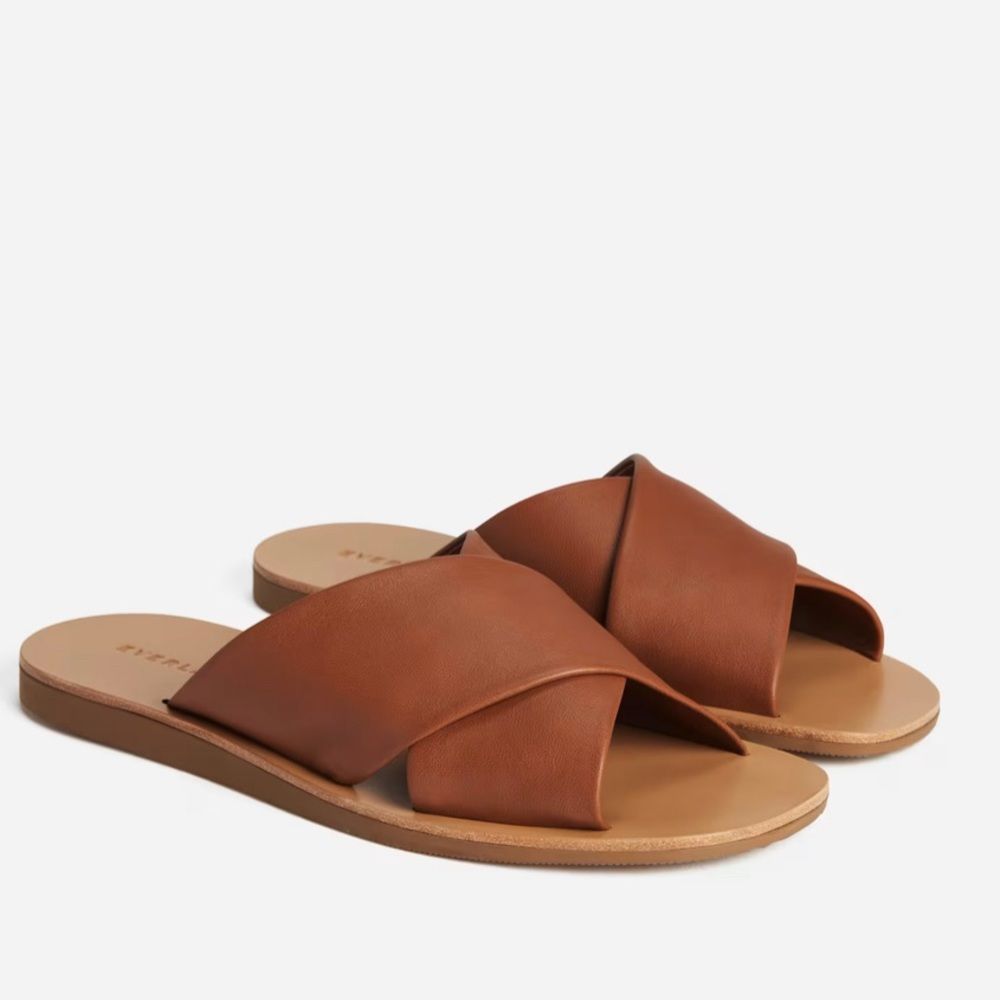 New Everlane The Day Crossover Sandal in Sienna Brown Size 9